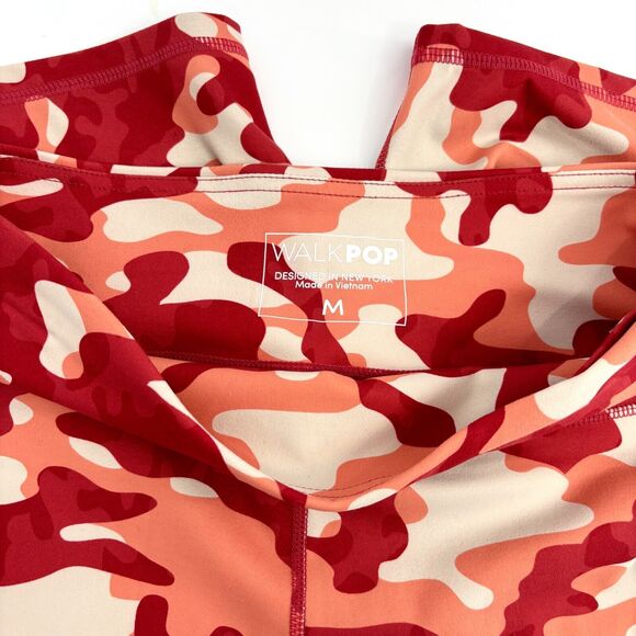 NWT WalkPop Women's Medium Biker Shorts 10684 Red/Orange Blush Camouflage Print - Picture 5 of 6